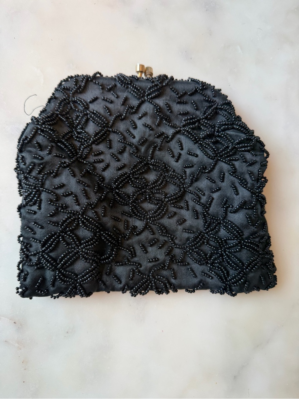Vintage Beaded Black Evening Clutch - Picture 2 of 5